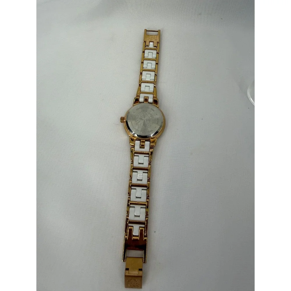 Anne Klein AK/1610 Rose Gold White Ceramic Diamond Dial Women Watch